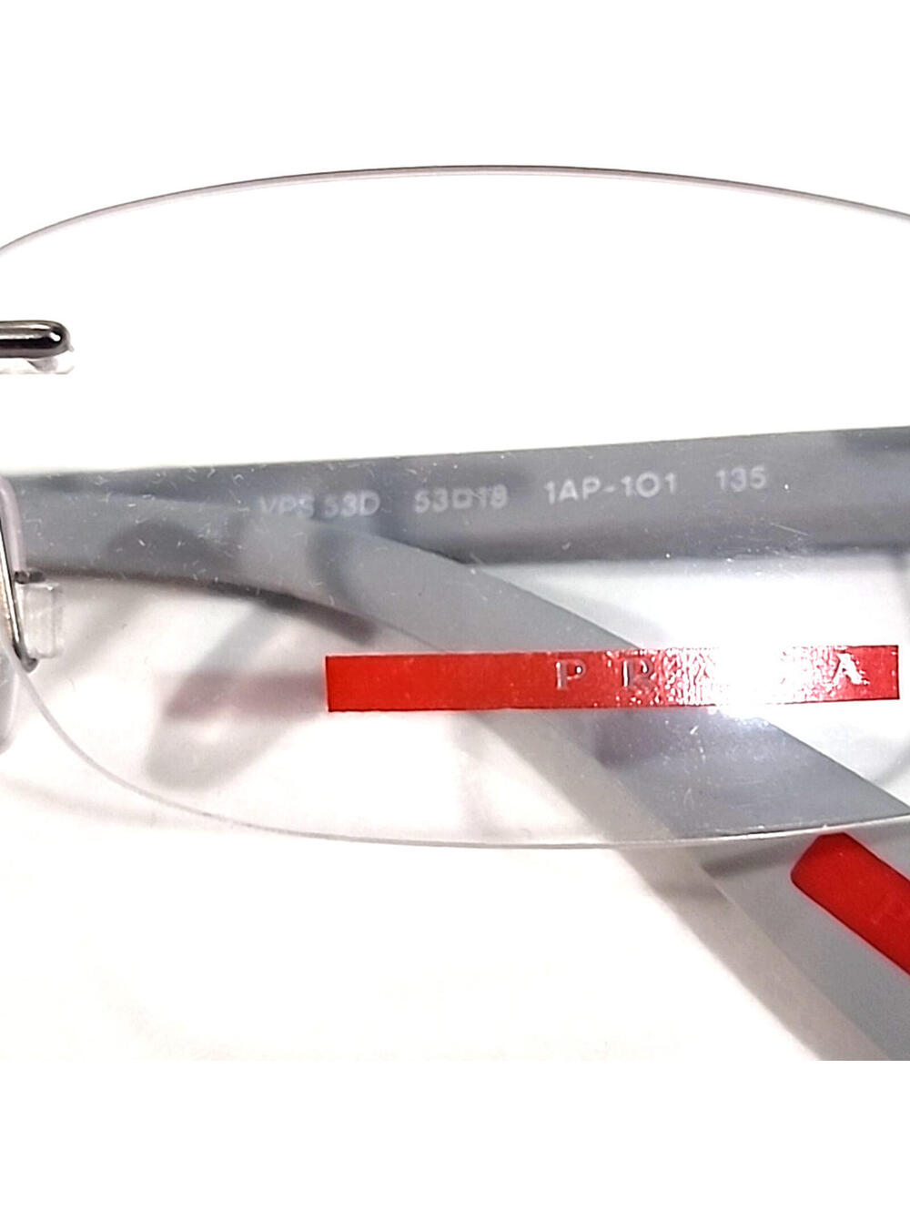PRADA VPS53D 1AP-101 Linea Rossa Gunmetal Rectangular Eyeglasses 53-18 135 Box - Picture 8 of 8
